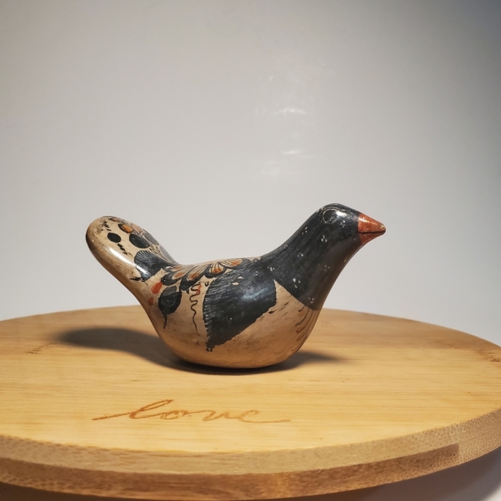 VINTAGE Mexican Tonala Pottery Bird Figurine MCM Mexican Ceramic Folk Art EUC